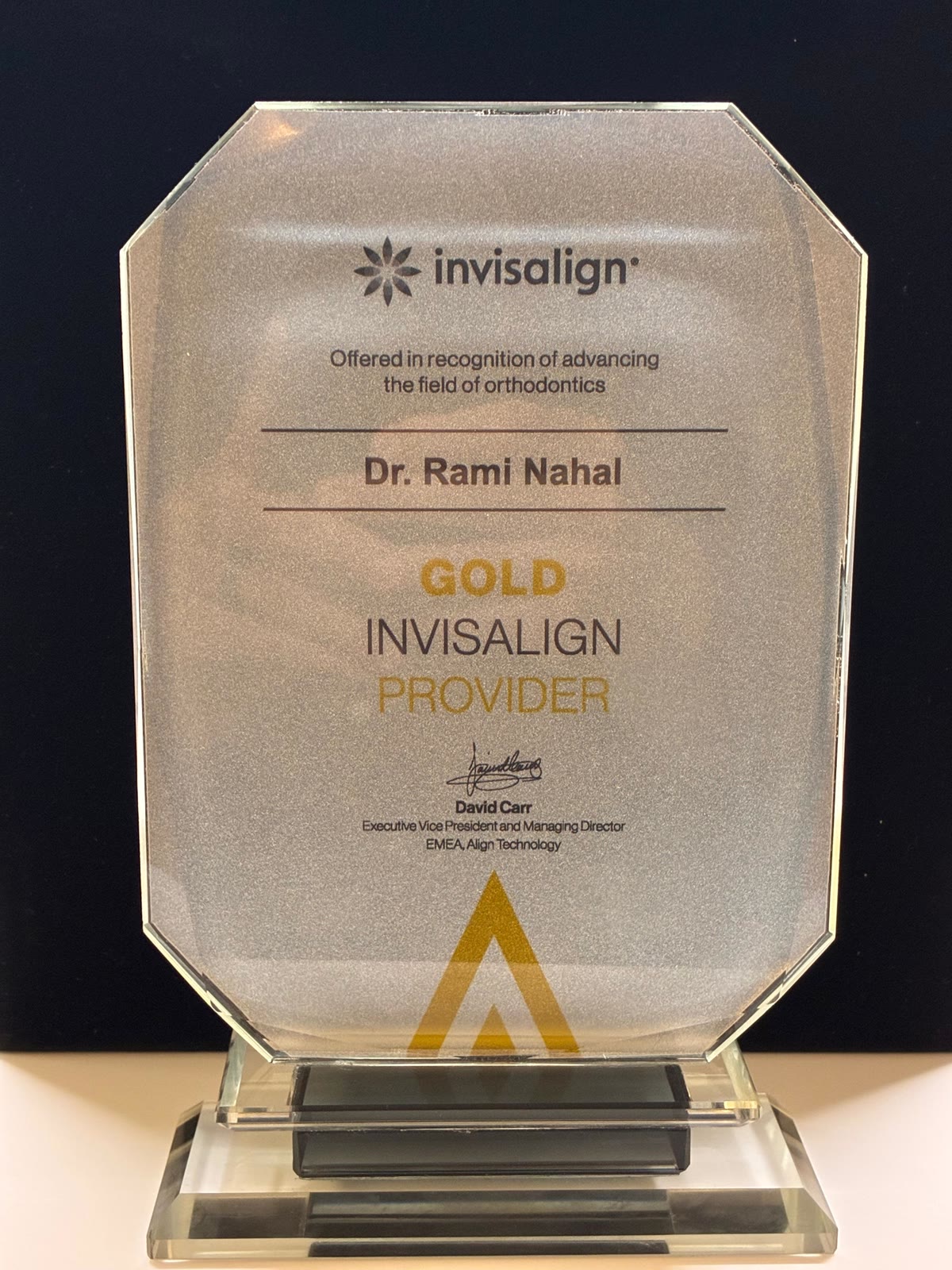 Gold Invisalign Provider award presented to Dr Rami Nahal